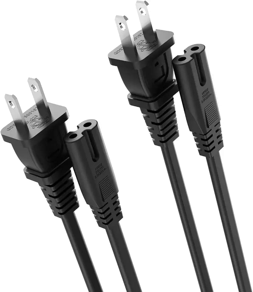 Superer 2 Pack 3 ft AC Power Cord Cable Fit for Sony PS5 PS4 PS3 Slim PlayStation 5 4 3, Xbox Series X/S, Xbox One X/S, TV, Printer, Speaker, Universal IEC C7 2 Prong Replacement Cables, ETL Listed