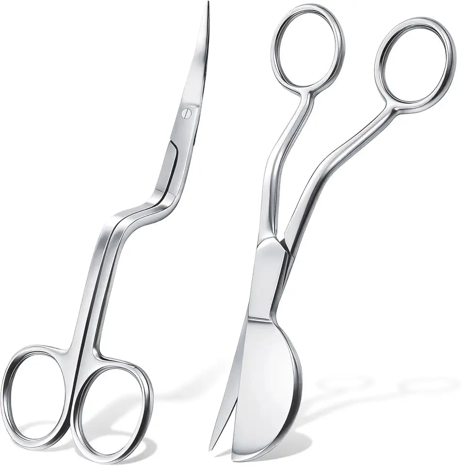 Therwen Applique Embroidery Scissor, 2, Bent Handle Curved/duckbill Scissor