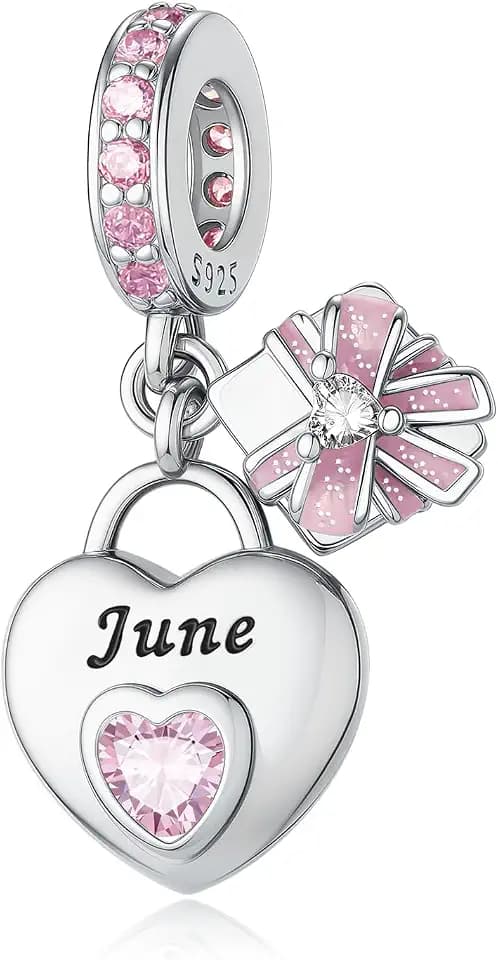 LNQOBU 925 Sterling silber Birthstone Charms für Armbänder Herz-Anhänger,Geburtstags geschenke für Frauen,Geschenk zum Muttertag