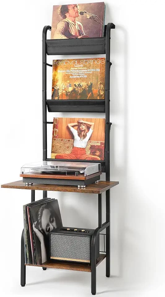 Bikoney PlattenspielerStänder mit Wandhalterung & 3-Ebenen LP Display
