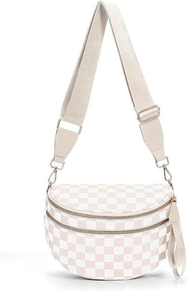 Checkered Crossbody Bum Bags for Women Nylon Checkered Purse Checkerboard Fanny Pack