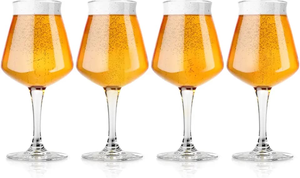 DU VINO Nucleated Teku 3.0 Beer Glass, 14.2 oz, 4 Pack - Insulated Glassware for Better Head Retention & Aroma Release, Craft Beer Glasses for Home
