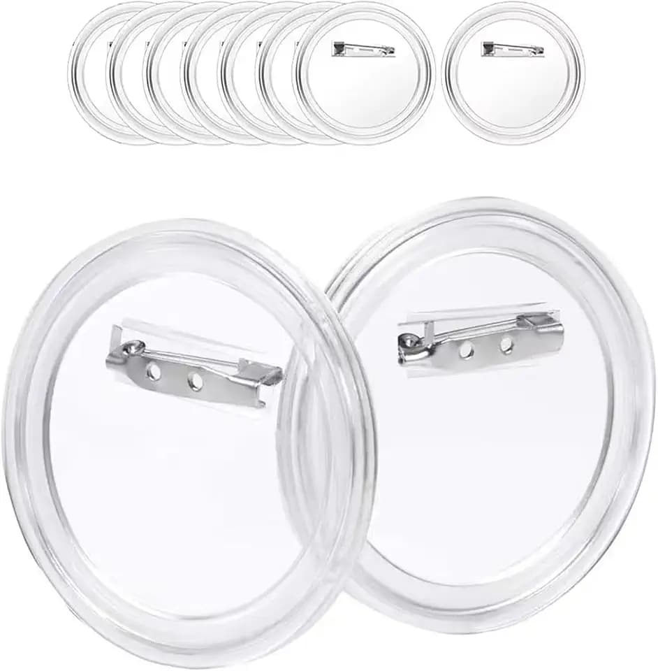 12 Stück Buttons Selber Machen, 2.95 inches/75mm Buttons Anstecker Zum Selbstgestalten, Acryl Design Pins Transparente DIY Ansteckbuttons Set Button mit Anstecknadel für Foto Bild