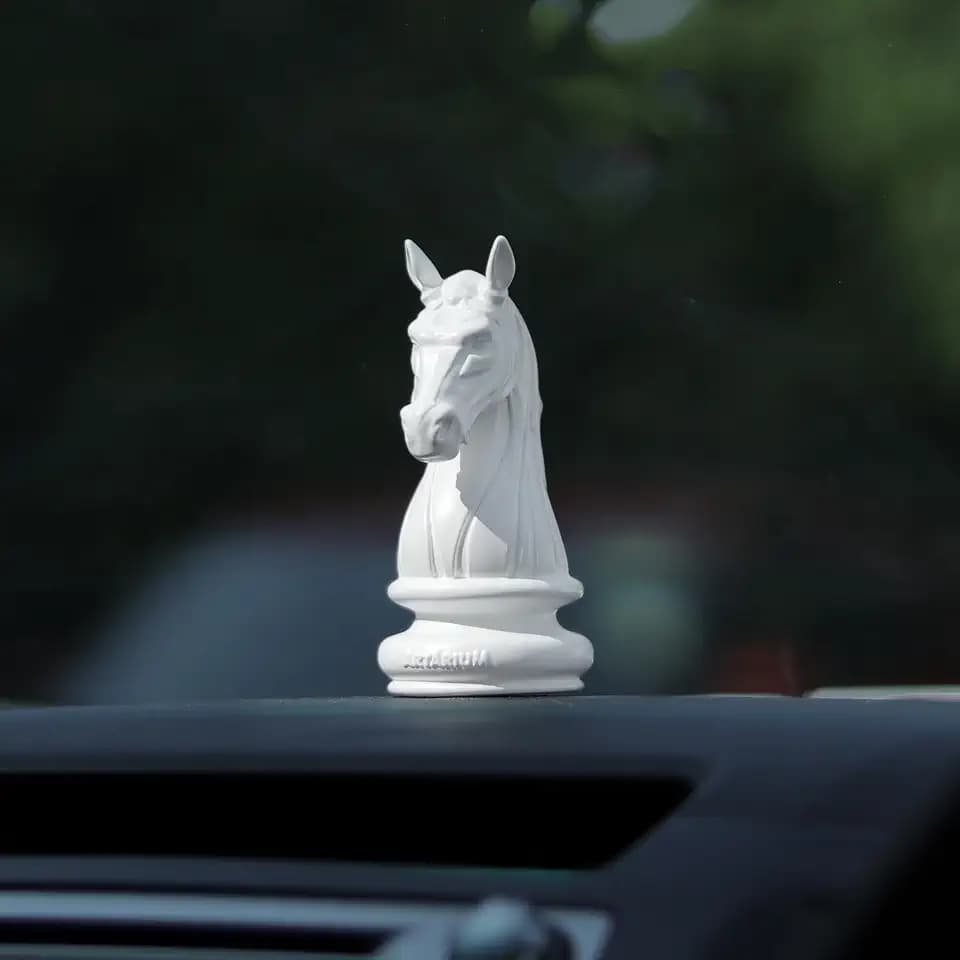 Artarium Knight Horse Statue for Car Dashboard Idol Chess Horse Idol Gifts for Men Women White Horses Sculpture Office and Home Decor Showpiece Item Size -3.9 Inch