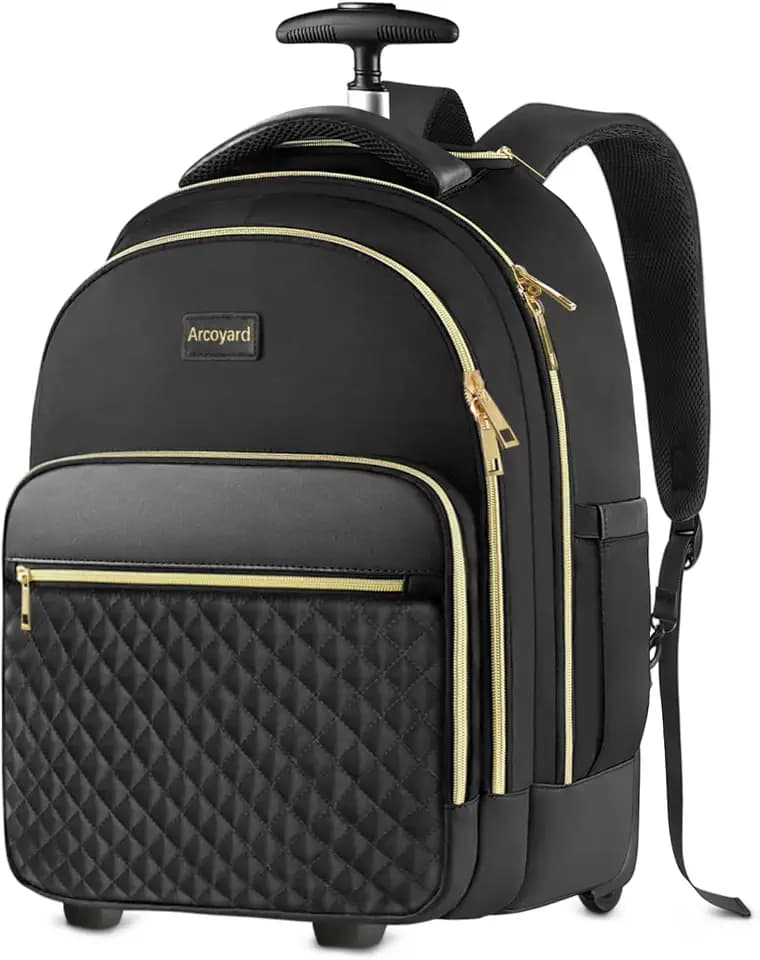 Arcoyard Rolling Backpack for Women, 15.6 Inch Travel Backpack with Wheels