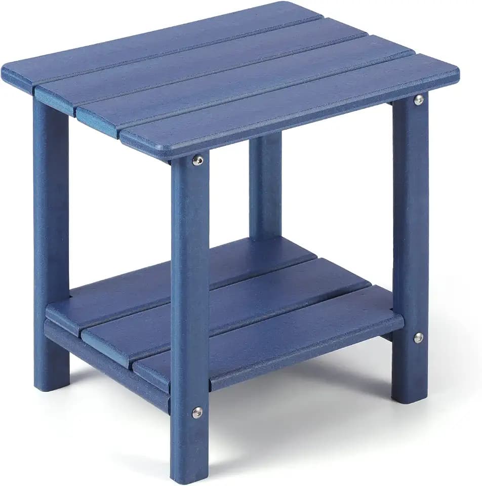 Apolimi Adirondack Outdoor Side Table, 2-Tier Sturdy Patio End Table Weather Resistant, 16.5" Solid Side Table for Patio, Pool, Porch