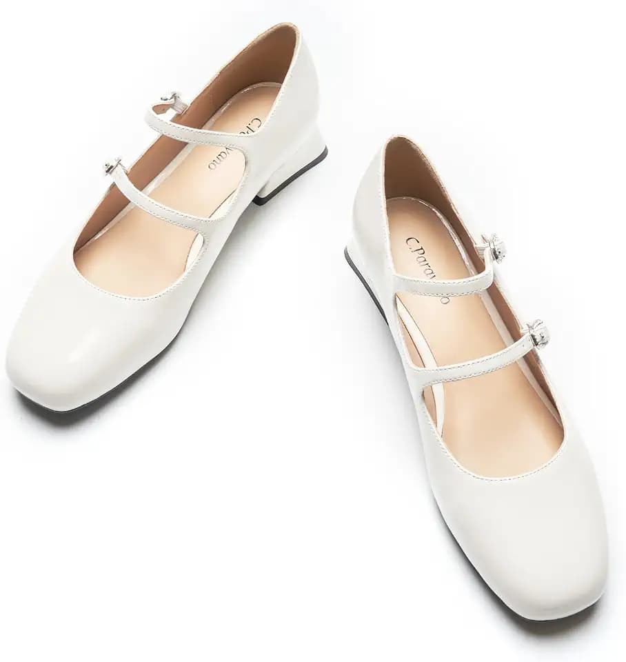 C.Paravano Womens Pumps | Mary Jane Shoes | Square Toe Low Heels | Block Heels