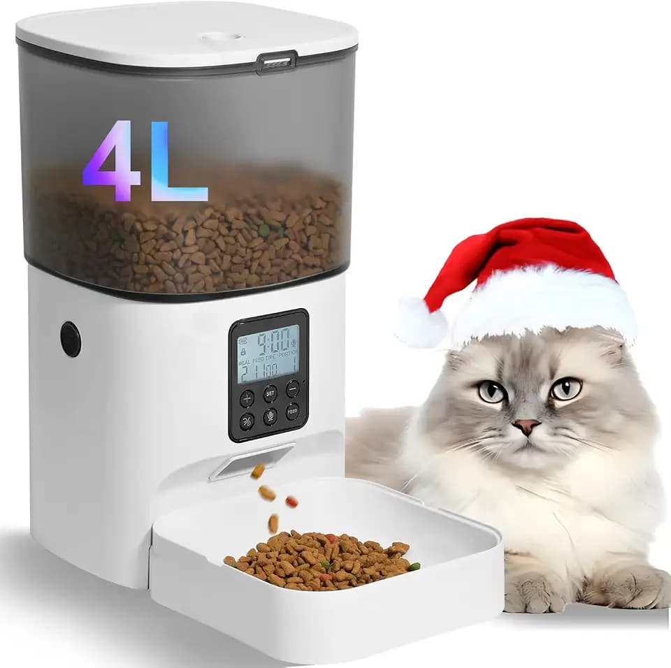 ANDOLL HOME Automatic Cat Feeder, 4L Cat Food Dispenser with 10s Voice Recorder, Pet Feeder up to 8 Meals per Day, Timed Feeder with Dry Food Sealed Ring