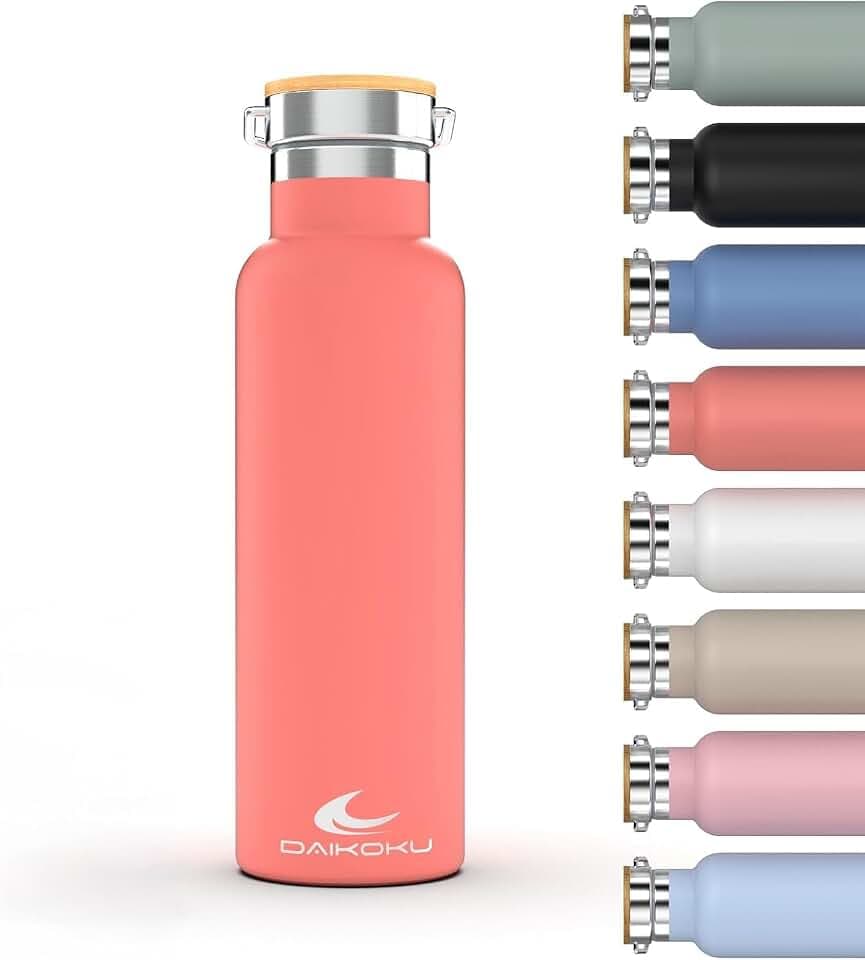 Daikoku Flasche, Doppelwandige Thermosflasche aus Edelstahl, Thermosflasche, die Getränke stundenlang heiß oder kalt hält, zwei Verschlüsse