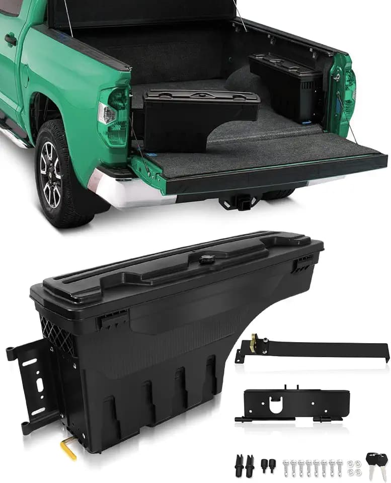 SCITOO Truck Bed Tool Box for Chevy Silverado 1500 2500 3500 for GMC Sierra 1500 2500 3500 1999-2007 Left Driver Side,Multi-Compartment Dividers Organized Storage,Heavy Duty & No-Drill Installation