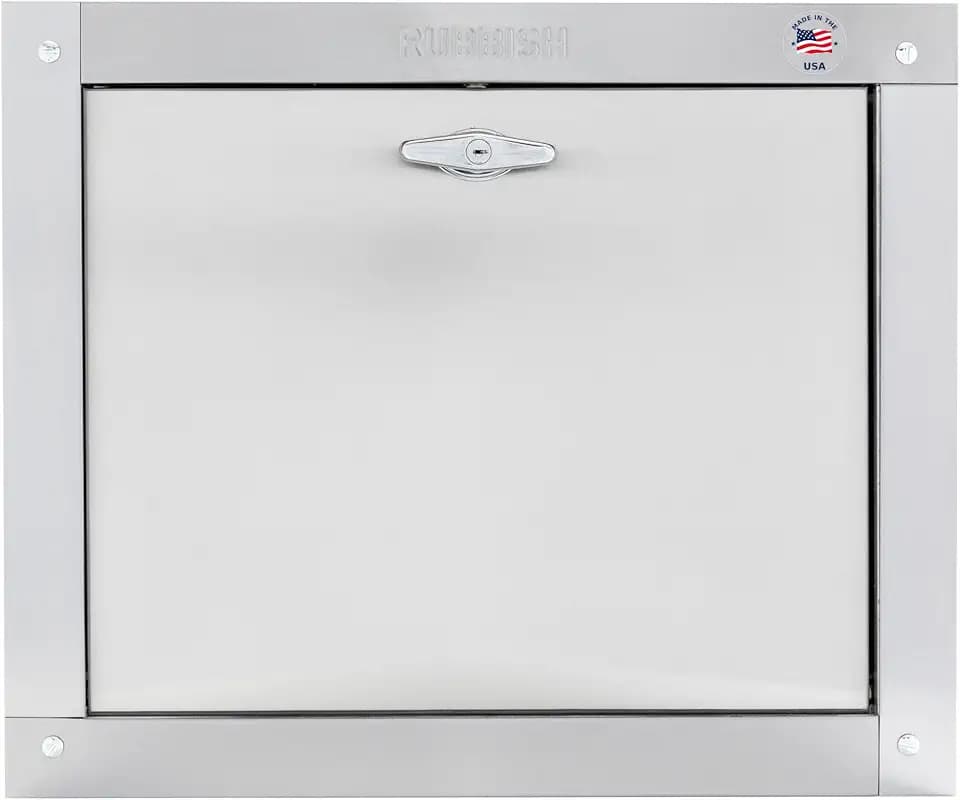 Universal Stainless Steel Trash Chute Door, Bottom Hinged - 21"(W) X 18"(H), Noiseless Self Closing, Fire Rated & UL Approved by Oswald Supply