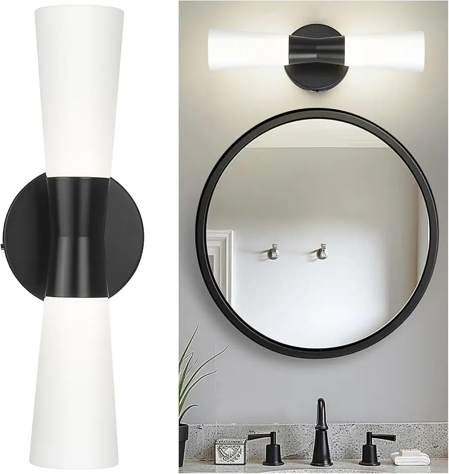 kudos 16 Inch Black Vanity Lights, Milk White Glass, 3CCT, KDVL13-BK