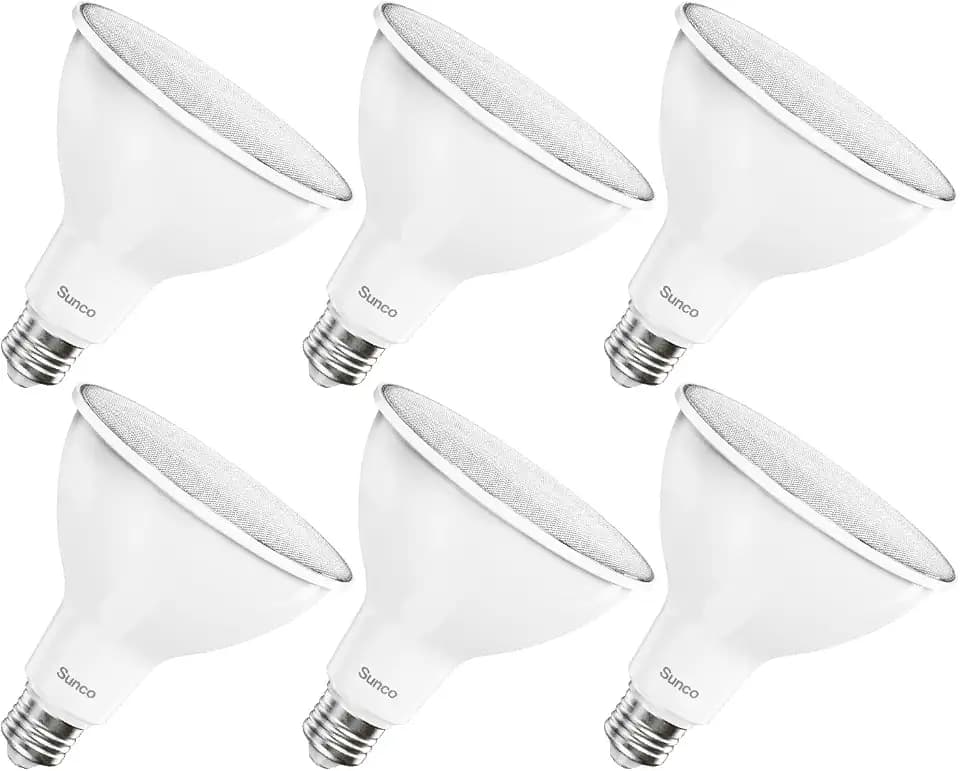 Sunco 6 Pack Outdoor Flood Light Bulb LED PAR38, Exterior Spotlight Bulbs, Weatherproof, 1050 LM, 13W (100W Equivalent), 5000K Daylight, Wet Rated, Dimmable, E26 Base UL