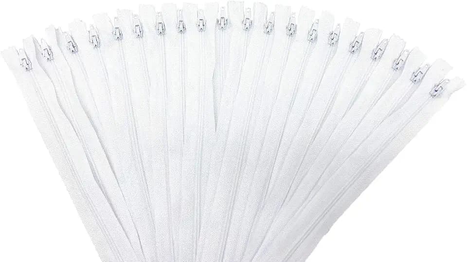 E-Goal 20 Stück 30 cm Nylon Spule geschlossen Reißverschlüsse Fein (weiß)
