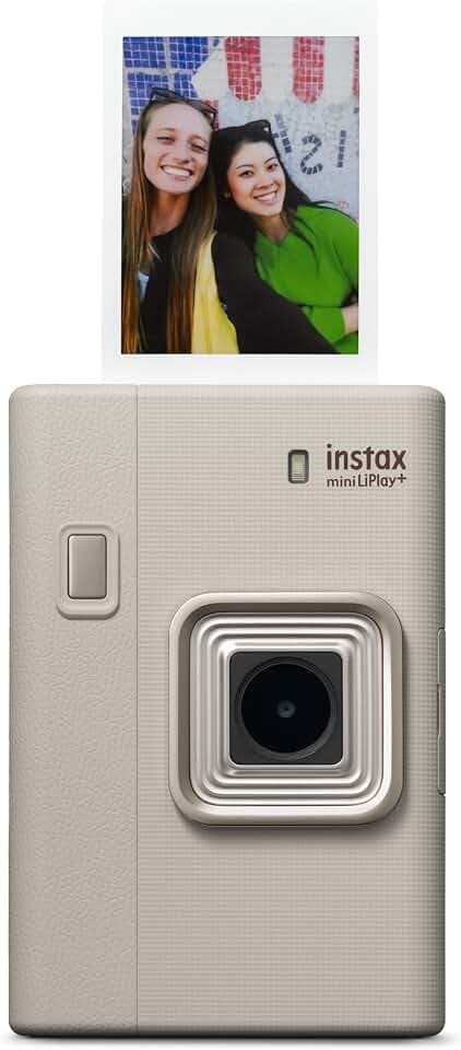 FUJIFILM instax mini LiPlay+™ Hybrid-Sofortbildkamera | 2-in-1 Hybrid-Kamera mit Smartphonedrucker, Sound Print für Bilder mit Ton, Dual Lens Selfie Kamera mit LCD Display & App Steuerung | Sand Beige