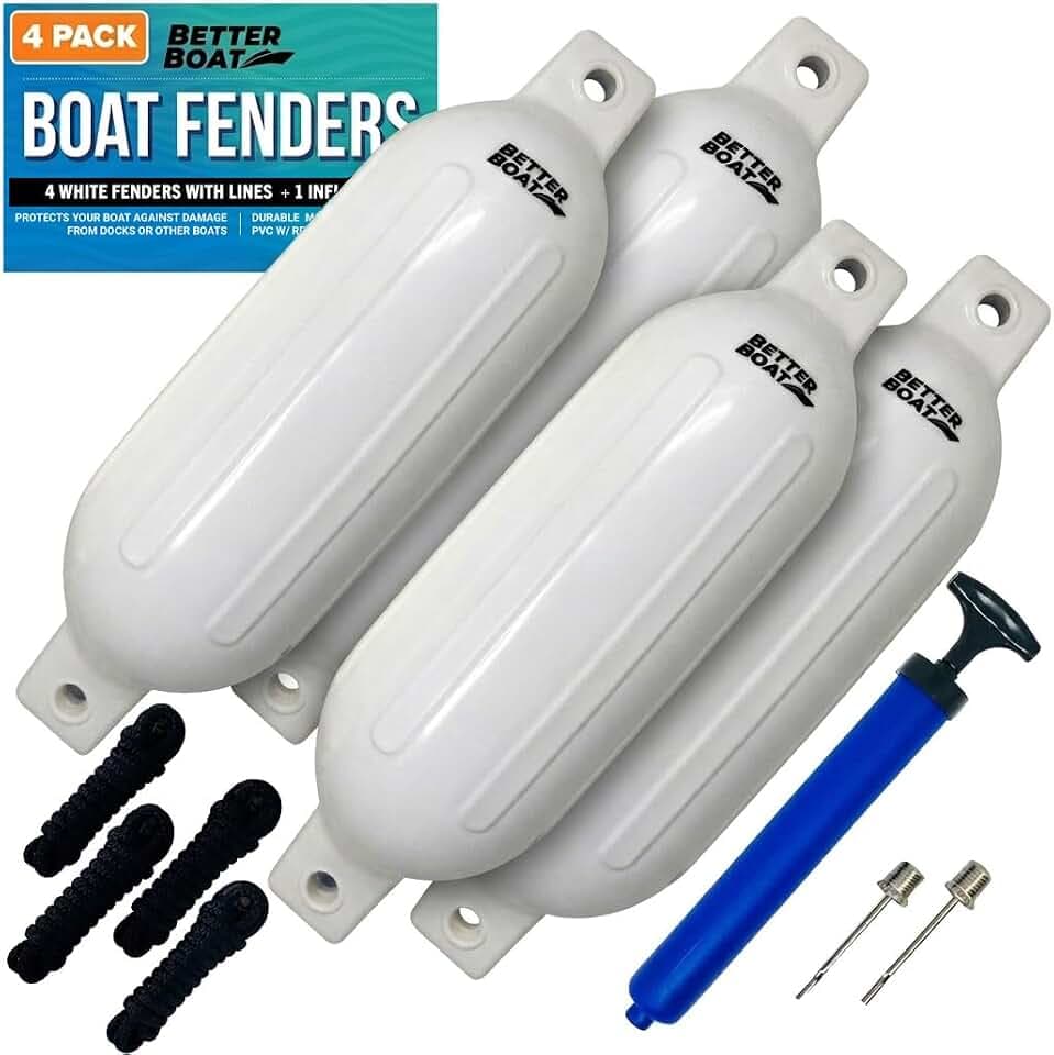 Boat Fenders for Docking, 23" x 6.5" Inflatable Black Boat Bumpers