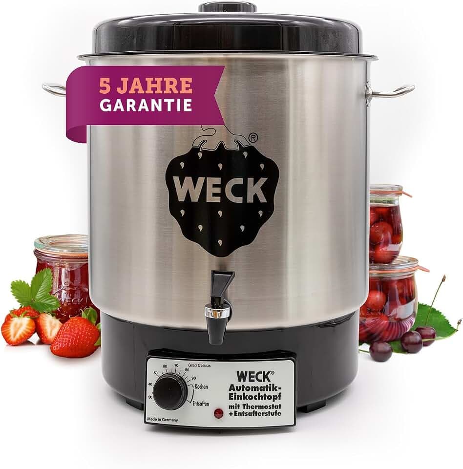 WECK Glühweintopf / Einkochautomat WAT 24A (Einkochtopf aus Edelstahl, Heißwasserspender, Glühweinkocher, 35cm, 30 L, 230V, 1800 W) 6832