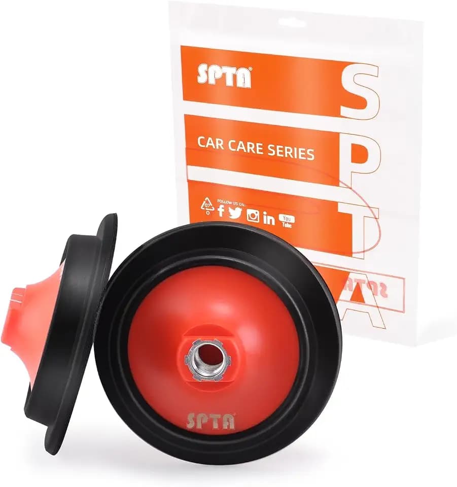 SPTA 2Pcs RO Rotary Flexible Backing Plate, Hoop-and-Loop Face PU Soft Backing Pad Used On Rotary Polisher Sander for Sanding Polishing Buffing Finishing (M14 Thread, Orange, 5Inch (125mm))
