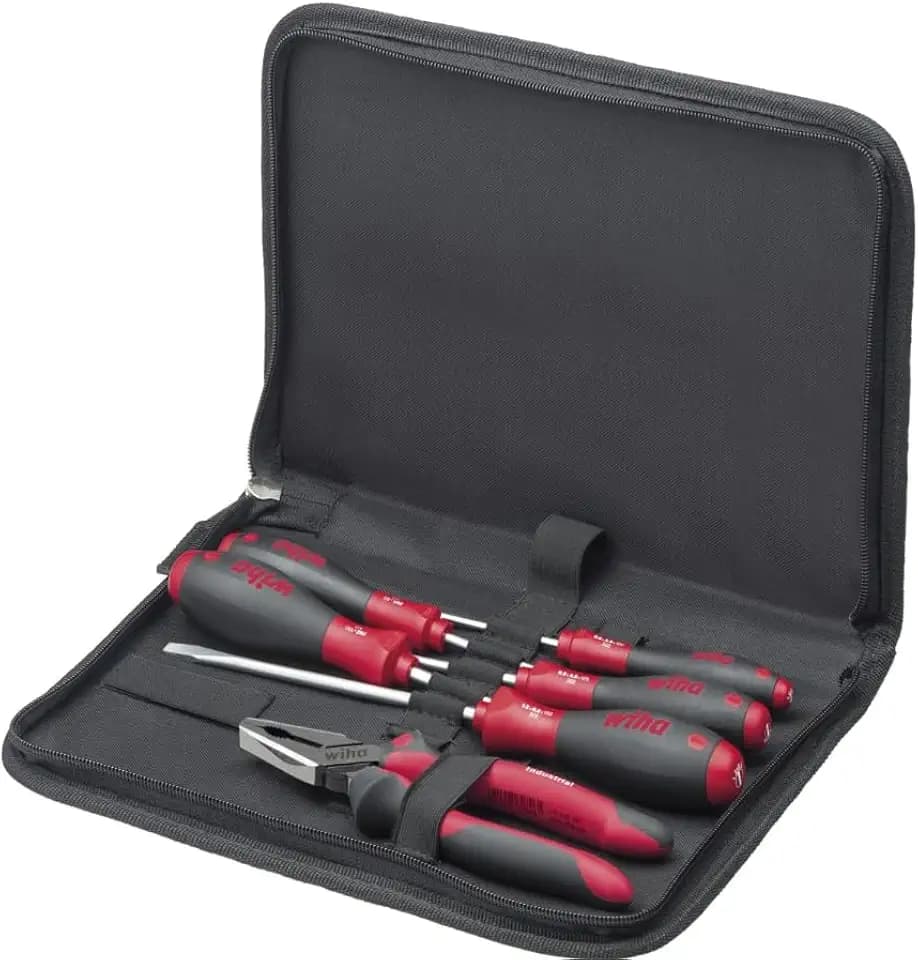 Wiha Werkzeug Set Mechaniker Schraubendreher, Kombizange 6-tlg. in Tasche (33970)