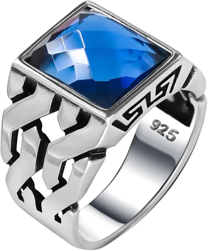 Genuine Solid 925 Sterling Silver, Cuban Link Braided Men's Ring