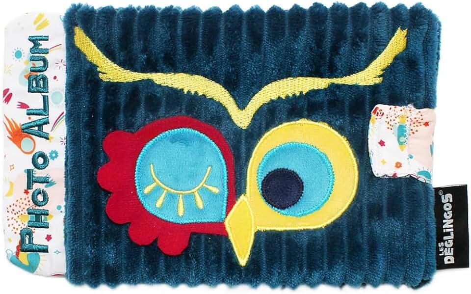 Les Déglingos - Fotoalbum für Babys, Astros die Eule – 10 Hüllen 10 x 15 cm – ideal für Krippe – Kindergarten – recycelte Füllung – Blau