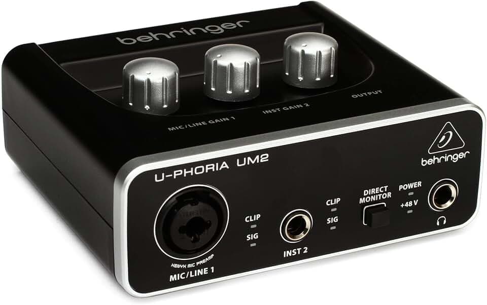 Behringer UM2 Audiophiles 2x2 USB Audio Interface mit XENYX Mikrofonvorverstärker