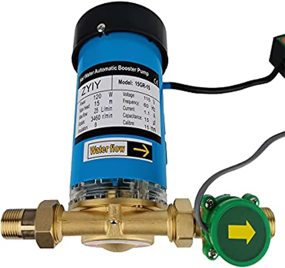 120W Water Pressure Booster Pump for Home 115V 25L/min Demestic Tap Water Pipeline Automatic Water Booster Pump With Flow Auto Switch 1"Outlet 15m/49ft Solar Hot Cold Shower Pressure Booster Pump