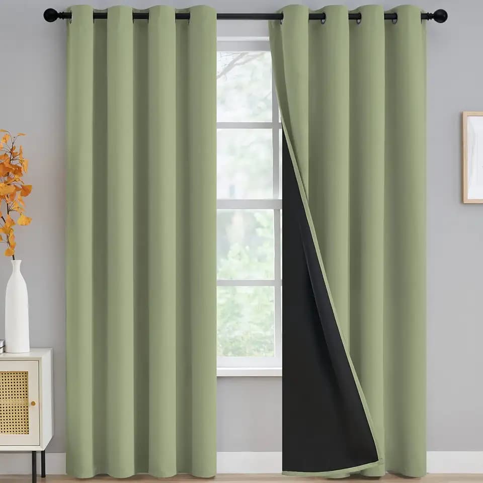 Yakamok Sage Blackout Curtains 84 inches Long for Bedroom 52" Wide 2 Panels