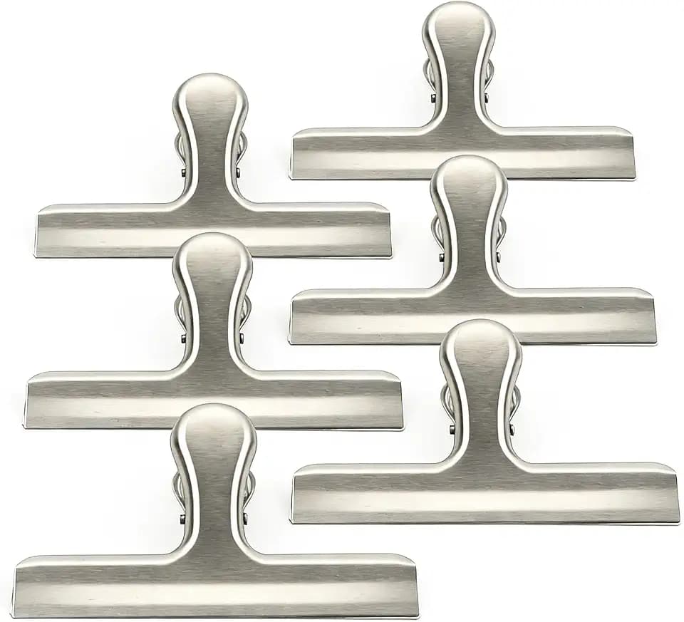 6 Stk Verschlussklammern Edelstahl Klammern für Tüten 120mm Verschlussclips
