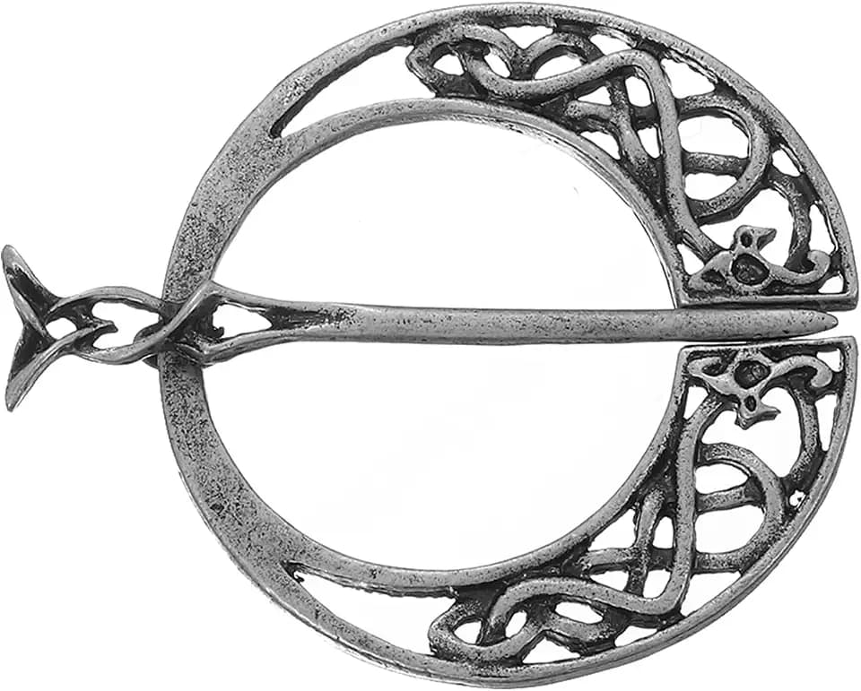 QUARKZMAN Vintage Brosche Umhangnadel, Penannular Brosche Umhangverschluss Schalnadel Strickjackenbrosche für Damen Herren Kostümzubehör (Silber)
