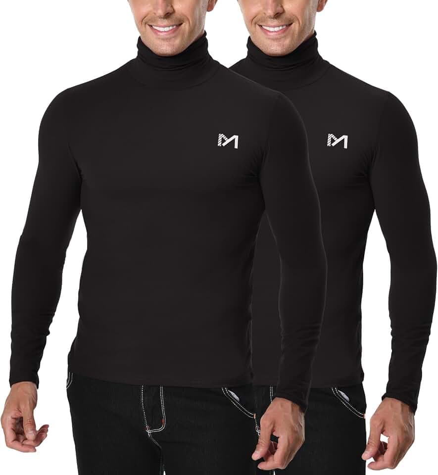 MEETYOO Herren Thermounterwäsche Oberteile, Thermoshirt Langarm Kompressionsshirt Funktionsshirt Atmungsaktiv Thermounterhemd Männer Sportshirt für Running Fitness Gym