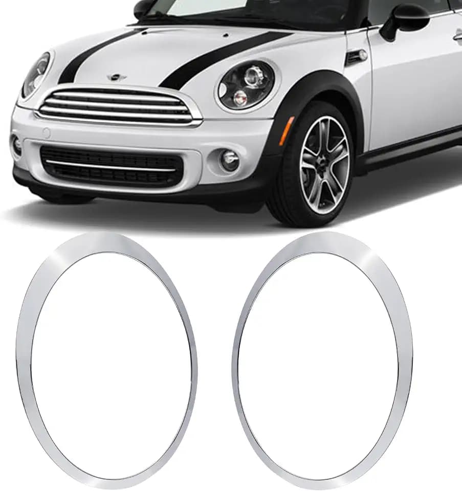 Osompar Headlight Trim Ring Headlamp Bezel Compatible with 2007-2015 Mini Cooper R55 R56 R57 R58 R59 Replaces 51137149905 51137149906 Chrome Pair Driver Passenger Side