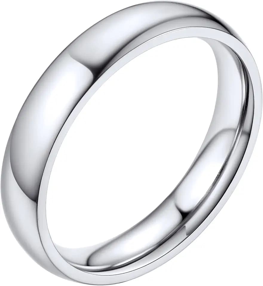 Bestyle Ring Herren Frauen Edelstahl Verlobungsring Partner Ringe mit Gravur Breit 2mm/4mm/6mm/8mm Ringgröße 54-67 Personalisiertes Geschenk