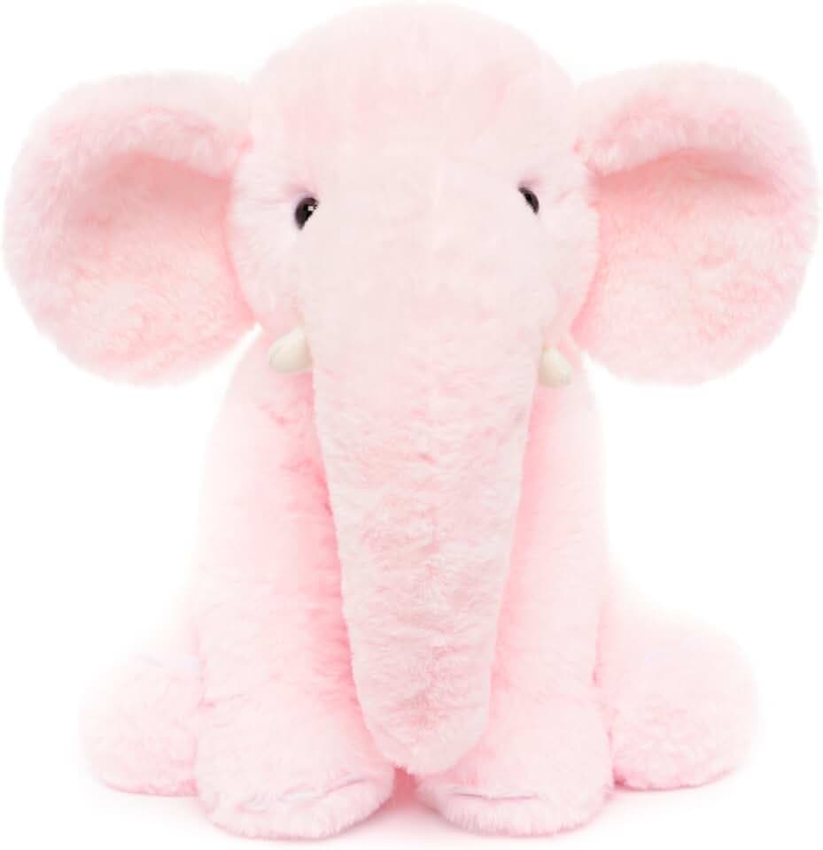 WEIGEDU Pink Elephant Stuffed Animal Plush Toy, 13"