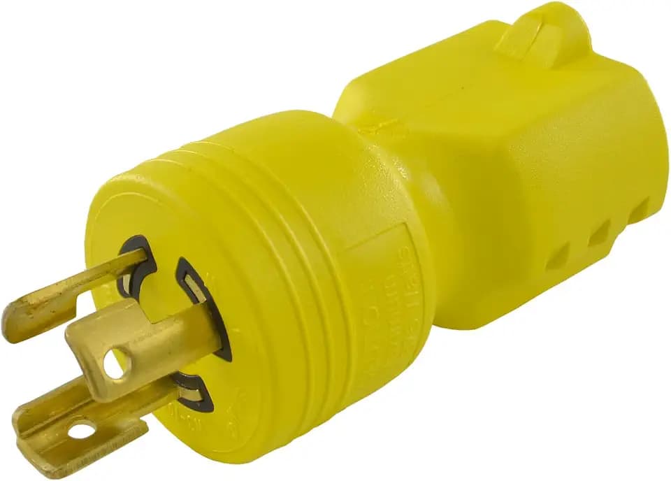 Conntek 30128-YW Locking Plug Adapter NEMA L5-15P to NEMA 5-15/20R