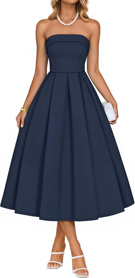 ZESICA Women's Summer Strapless Cocktail Party Dresses