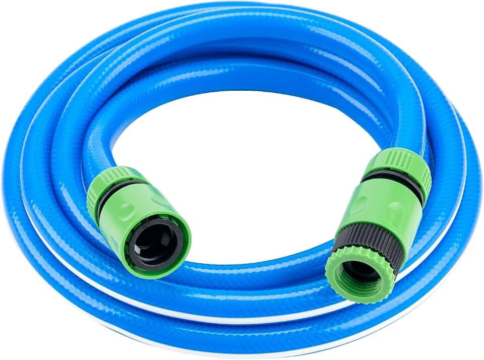 Trinkwasserschlauch in Lebensmittelqualität, 15 Meter, mit Schlauchanschluss-Set, für Trinkwasser, Wohnwagen, Wohnmobil und Camping, 12 mm ID (1/2") x 16 mm Außendurchmesser