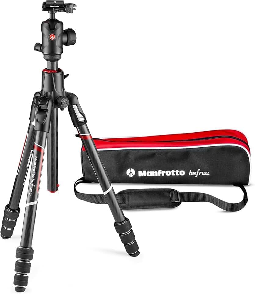 Manfrotto Befree GT XPRO Carbon Kamerastativ, 496 Kugelkopf, Twist Lock-System, 90-Grad-Säule, 200PL-PRO-Platte, für DSLRs, und spiegellose Kameras mit Langen Objektiven, Makrofotografie