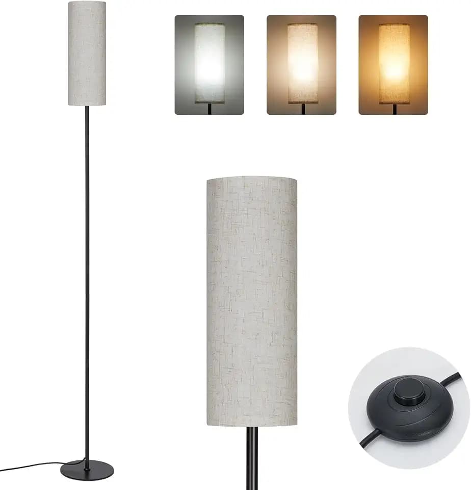 IPARTS EXPERT Dimmbar LED Stehlampe mit Leinenschirm