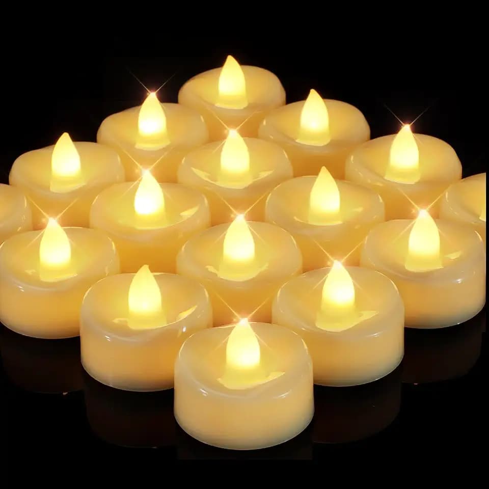 merrynights 24Pack Flameless Tealight Candles with Timer,6H Timer Built-in