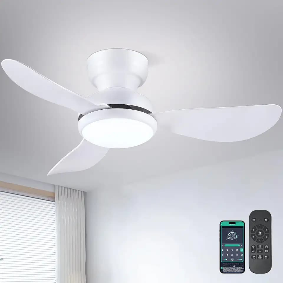 Kviflon 36 In Small Ceiling Fans with Lights Remote Control,3 Blades White