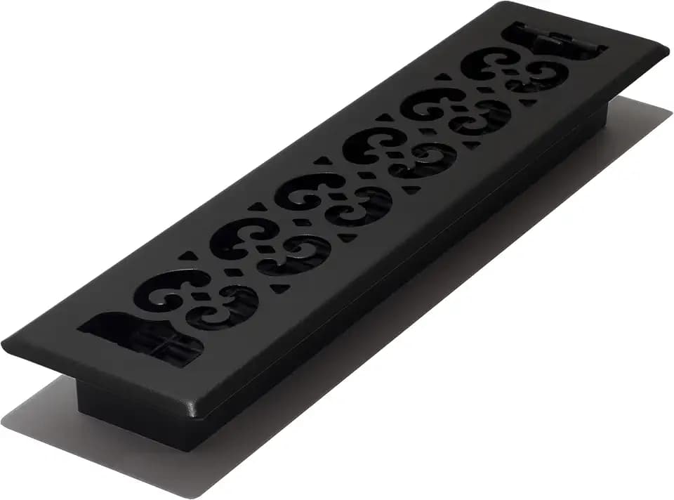 Decor Grates ST214 Scroll Design Floor Register, 2x14, Textured Black