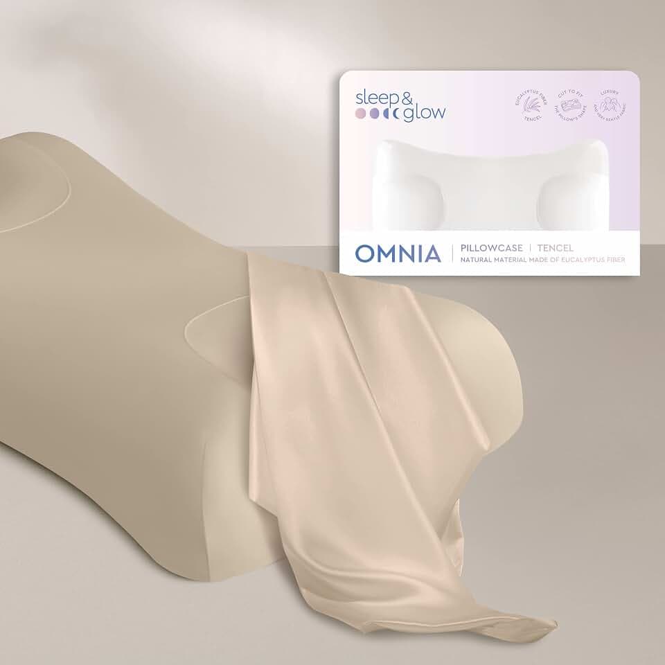 Sleep & Glow Omnia Tencel Kissenbezug für Haar und Haut Passt zu einzigartiger Form von Sleep & Glow Omnia Kissen - Natürliche Eukalyptusfaser - Hypoallergen (brasilianischer Sand)