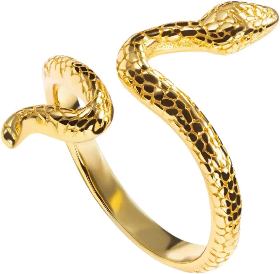 Gold Schlangenring – Verstellbarer Schlangenring 925 Sterling Silber – Detailreiches Schlangendesign – Offener Ring Gold – 18K Vergoldet – Geschenkidee