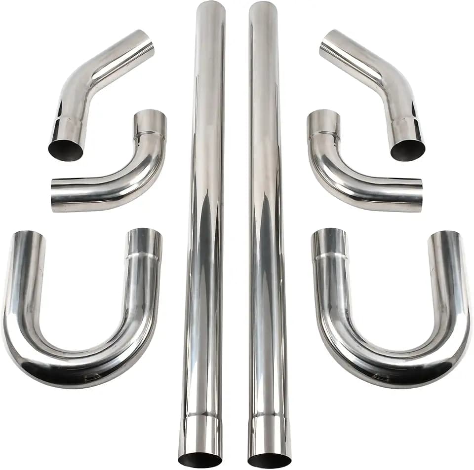 3'' Inch DIY Custom Mandrel Exhaust Pipe Tube Pipe Industry Pipe,48'' Straight Pipe,3'' OD Straight & Mandrel Bend Pipe(45/90/180 Degree) Kit,T304 Stainless Steel,Universal Fitment-8PCS