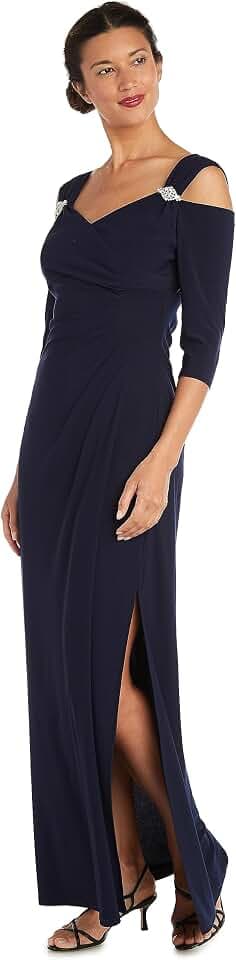 R&M Richards Empire Waist Cold Shoulder with Sleeves Missy Dress