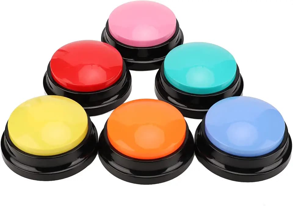 Annadue Learning Resources – 6 Stück Buzzer mit Aufnahmefunktion, Answer Buzzers, Kommunikationstaste für Kind Interaktion, Spiele und Hund Interaktion, 30 Sekunden Beschreibbare Taste.