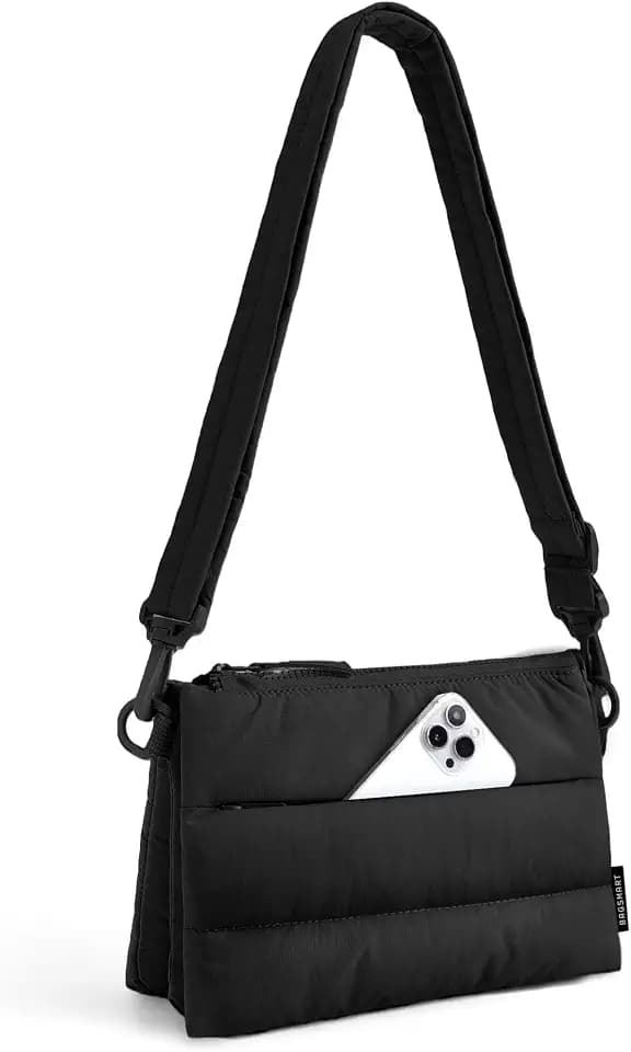 BAGSMART Cross Body Purse, Medium Crossbody Bags for Women Travel Purse, 4.3L Puffy Handbag Wallet with RFID Blocking Slots