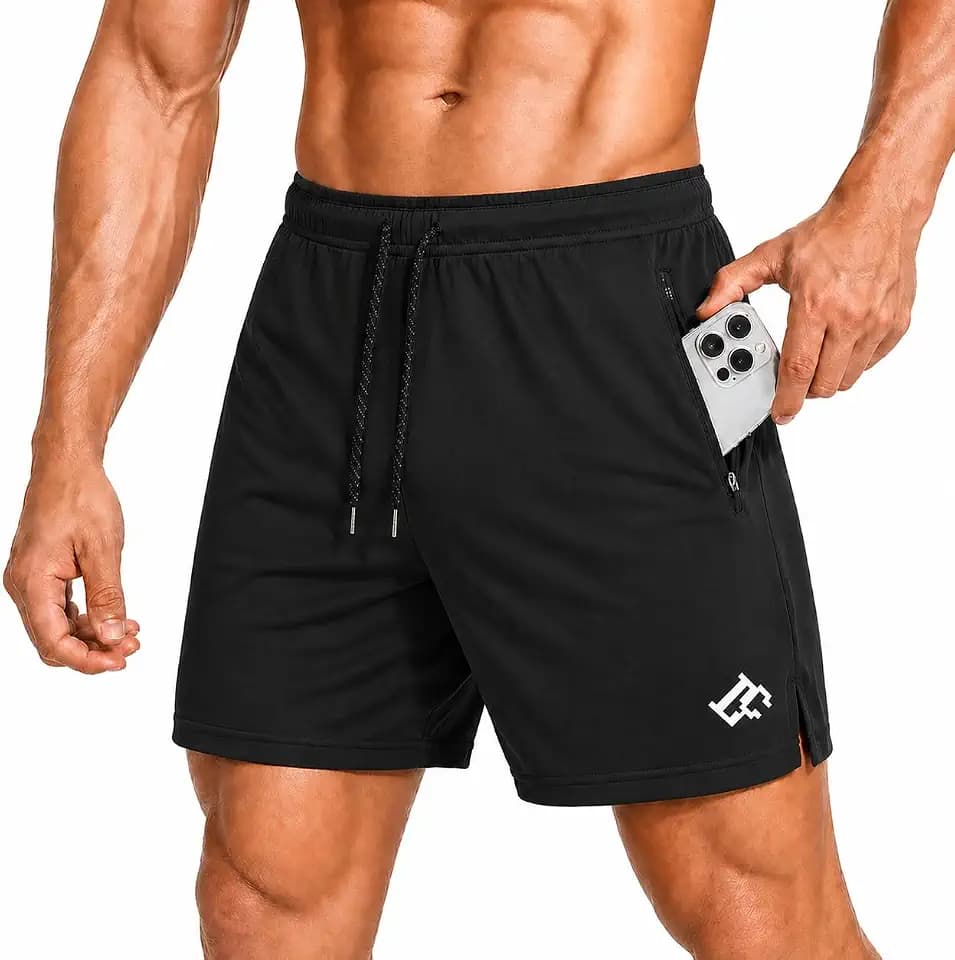 Herren-Fitness-Shorts für Laufen, Sport, Reißverschlusstaschen