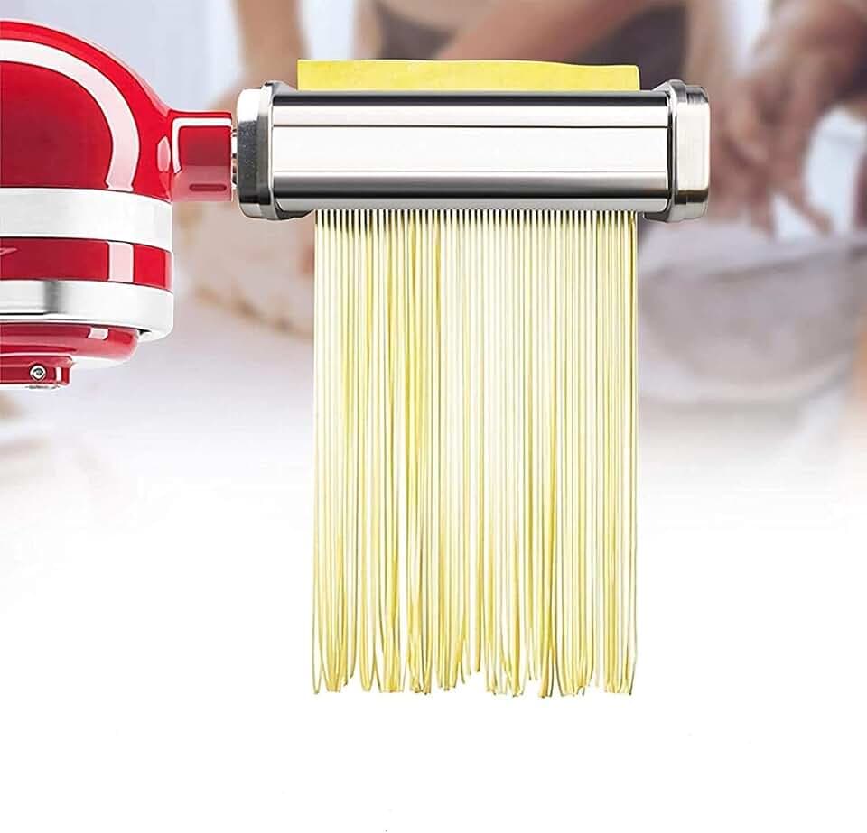 Pasta Roller Edelstahl Röhrennudelaufsatz, Lasagne Pasta Schneidaufsatz, 3 Metall Optionales Zubehör, Für KitchenAid Nudelvorsatz Küchenmaschine